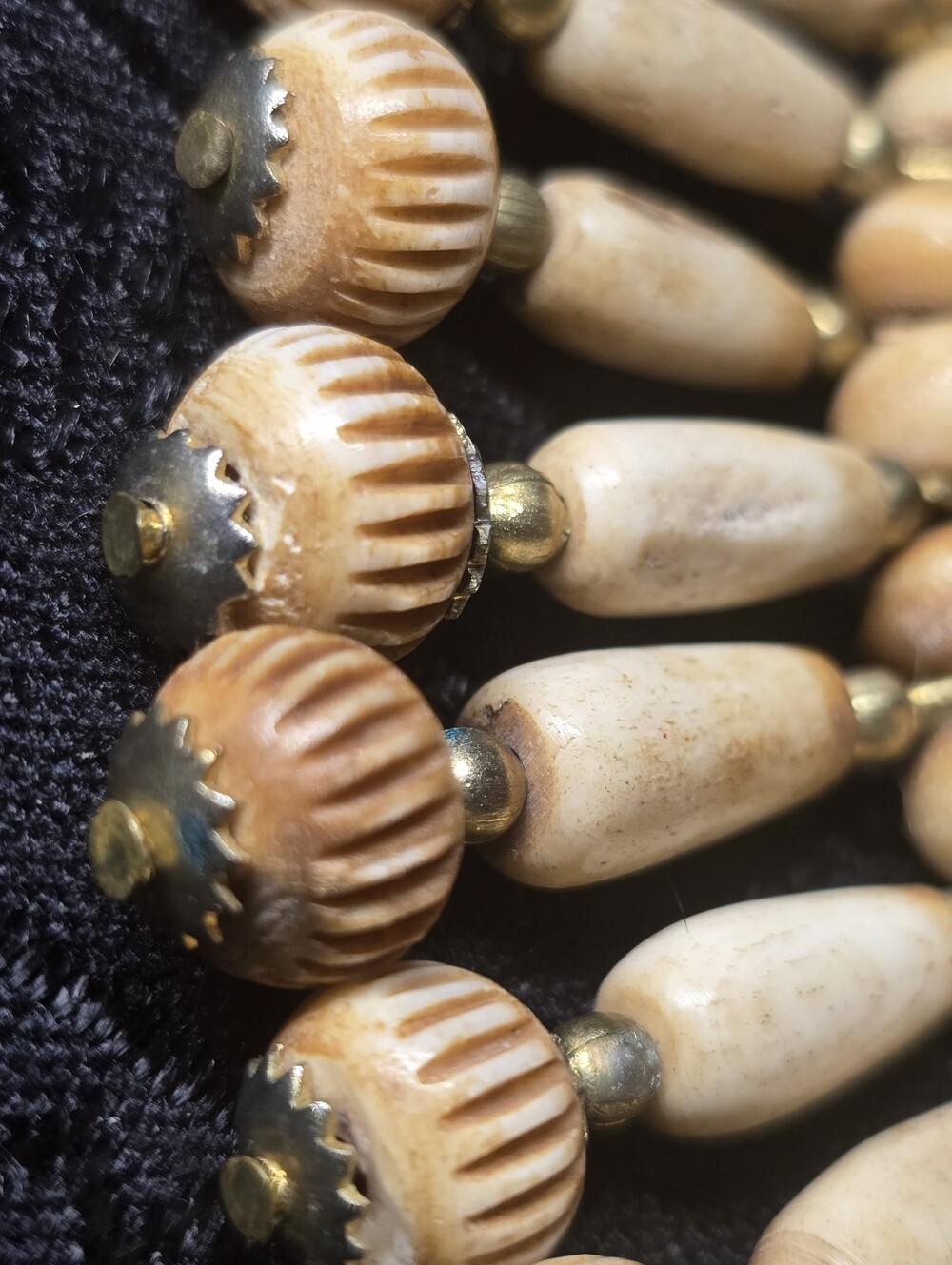 Vintage Tribal Handcrafted Antiqued Bone Beaded Necklace